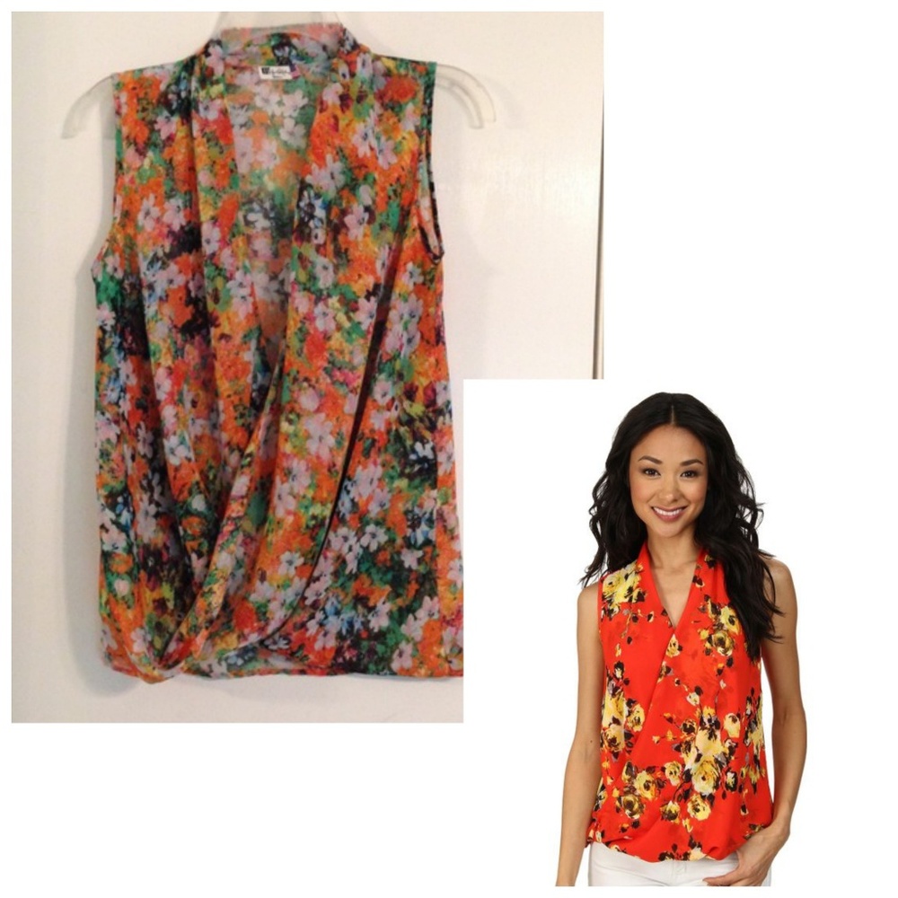 Kut from the Kloth Wrap Blouse - Orange Floral